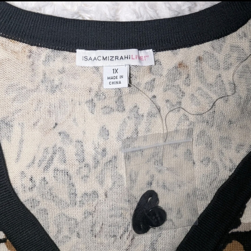 Isaac Mizrahi Live! Leopard Floral Print Cardigan - Size 1X - Picture 2 of 2